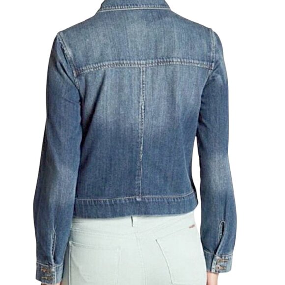 PAIGE AVELINE DISTRESSED DENIM JACKET FALL SOFT CHIC MEDIUM - Picture 4 of 10